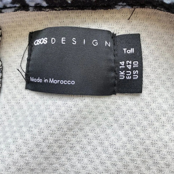 ASOS Women's Sz 10 Tall Balloon Sleeve Floral Print Ruffle Shift Mini Dress Navy - Picture 15 of 16